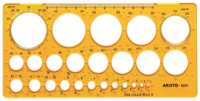 Aristo Kreisschablone 25 Kreise Durchmesser 1-36 mm, Tuschekante