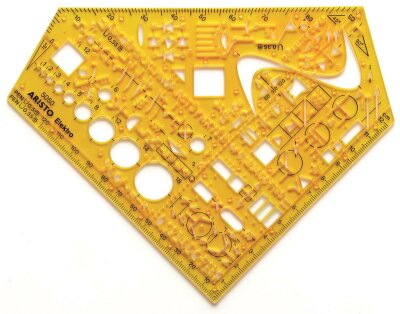 Aristo Schablone Schulwinkel Elektro Format 155 x 155 mm, Tuschenoppen