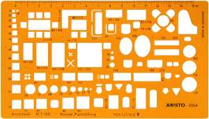 Möblierungsschablone Architekt, 1:100, orange-transparent
