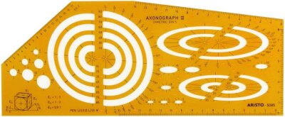 Aristo Schablone Axonograph II Dimetric DIN 5, 270 x 110 mm, Tuschenoppen