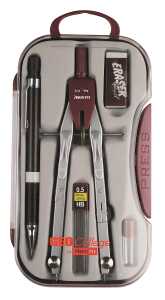 College Schnellverstellzirkel Set, FLP, Radierer, Minendose HB, Minen