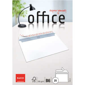 Briefumschlag Office B6, hochweiß, haftkl o Fenster, 100 g/qm 25 Stück