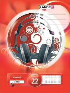 LANDRÉ Schulheft A4, 32 Blatt, 80 g/m², Lineatur 22 (kariert)