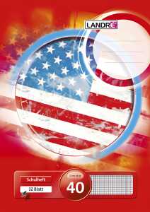 LANDRÉ Schulheft A4, 32 Blatt, 80 g/m², 4fach gelocht, Lineatur 40