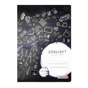 LANDRÉ Schulheft A4, 16 Blatt, 80 g/m², Lineatur 3 (liniert mit Rand)