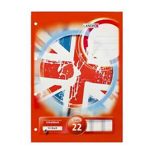 Schulblock A4, 50 Blatt, 70 g/m², 4fach gelocht, Lineatur 22 kariert