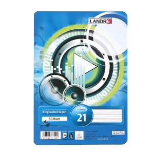 Ringbucheinlagen A5, 50 Blatt, 70 g/m², 6fach gelocht, Lineatur 21