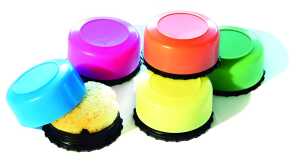 Schwammdose, bunt sortiert Durchmesser 55mm, Höhe 28mm