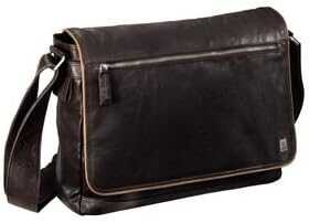 Schultertasche "Vintage Three", Leder, Braun
