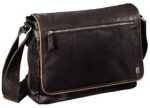 Schultertasche "Vintage Three", Leder, Braun