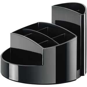 Schreibtisch-Köcher Rondo schwarz 9 Fächer, 140x140x109mm, Kunststoff