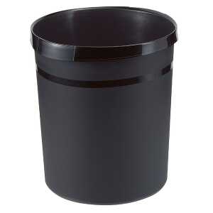Papierkorb GRIP mit Rand, 18 l, schwarz, 2 Griffmulden, extra stabil