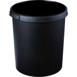 Papierkorb KLASSIK schwarz 30 Liter Griffrand und Griffmulden