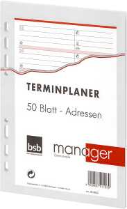 Ersatzeinlage A5 Adressen 50 Blatt BSB 02-0052 Telefon