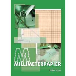 PVP Millimeterpapier Block A3 - 20 Blatt , 70 g/m²
