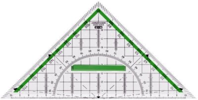 M+R Geometrie-Dreieck 22cm glasklar grün hinterlegt