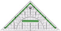 M+R Geometrie-Dreieck 22cm glasklar grün hinterlegt