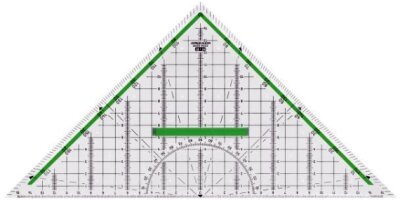 M+R Geometrie-Dreieck 32cm glasklar grün hinterlegt