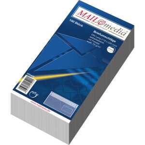 Briefumschläge DIN lang mit Fenster, selbstkl 72 g/qm 100 Stk