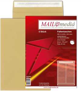 Versandtasche C4 HK 130g braun 30002480 5ST m.Falte 40mm
