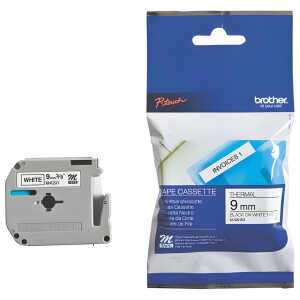 Brother M-Schriftbandkassetten, 9 mm x 8 m, schwarz auf weiß