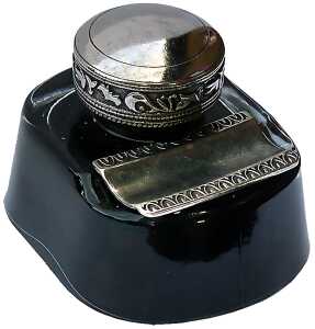 Rubinato Kalligraphie-Tintenglas 48 ml schwarz, Metall Ornament D, Ablage