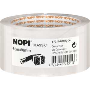 Nopi Verpackungsklebeband Classic, 50 mm x 66 m, transparent