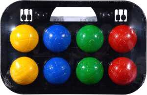 Boccia, je 2 Kugeln in blau,grün,gelb,rot und - 2 Setzkugeln