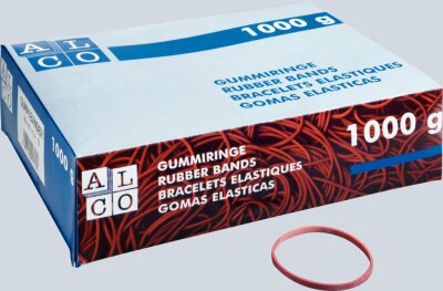 Alco Gummibänder, Rot, 200 x 6 mm, Schachtel à 1,0 kg