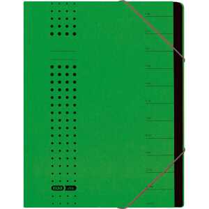 Ordnungsmappe "chic" A4, 12 Fächer, aus 450 g/m² Karton (RC), grün