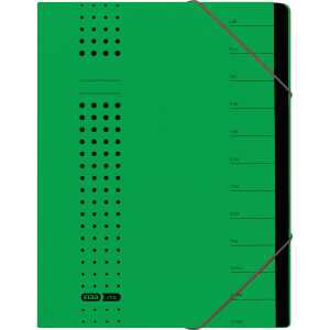 Ordnungsmappe "chic" A4, 7 Fächer, aus 450 g/m² Karton (RC), grün