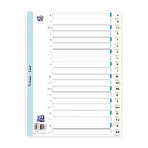Register A4 0,15 mm starker PP-Folie, A-Z, 20 Blatt, weiß
