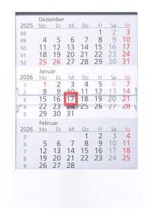 2026 Güss 3-Monats-Tischaufstellkalender 16x12cm Kunststoff weiß