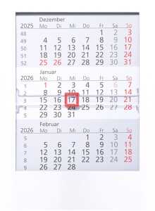 2027  GÜSS 3-Monats-Tischaufstellkalender Kunststoff weiß
