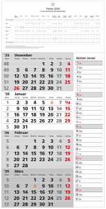 2027  GÜSS 4-Monatskalender mit Notizspalte
