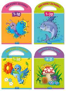 Von Punkt zu Punkt 21x30 cm,24 Seiten, 4 Motive Stickerbogen,