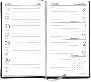 2027  GÜSS Taschenkalender, 1W.= 2S., Einband Tucson schwarz