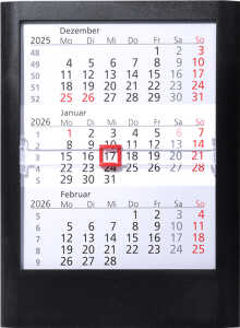 2026 Güss 3-Monats-Tischaufstellkalender 16x12cm Kunststoff schwarz