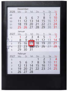 2027 GÜSS 3-Monats-Tischaufstellkalender Kunststoff schwarz
