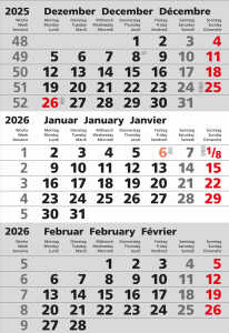 2026 Güss Ersatzkalendarium für Edelstahlkalender