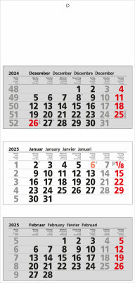 2025 Güss 3-Monatskalender einzelne Monatsblöcke 33x70cm