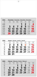 2026 Güss 3-Monatskalender einzelne Monatsblöcke 33x70cm