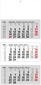 2027  GÜSS 3-Monatskalender einzelne Monatsblöcke