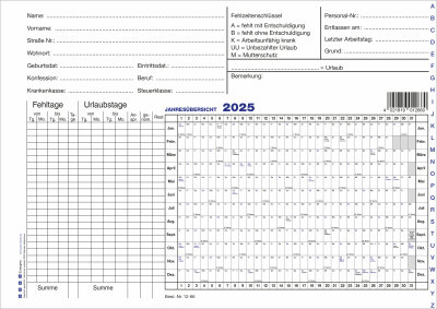 2025 Güss Urlaubs- und Fehltagedatei DIN A5