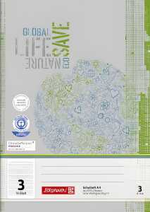 BRUNNEN Schulheft A4 Lineatur 3 16 Blatt Recyclingpapier 104410301