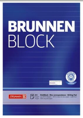 BRUNNEN Briefblock A5 liniert 50 Blatt Recyclingpapier 105241701