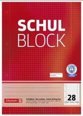 BRUNNEN Schulblock A4 Lineatur 28 50 Blatt Recyclingpapier 105260801