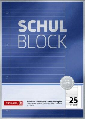 BRUNNEN Schulblock A4 Lineatur 25 50 Blatt Premium 1052625