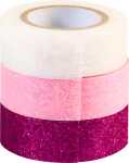 Glitter Tapes jede Rolle 3 m x 15 mm pink rosa weiss