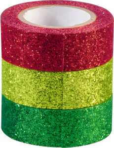 Glitter Tapes jede Rolle 3 m x 15 mm dunkelgrün hellgrün rot